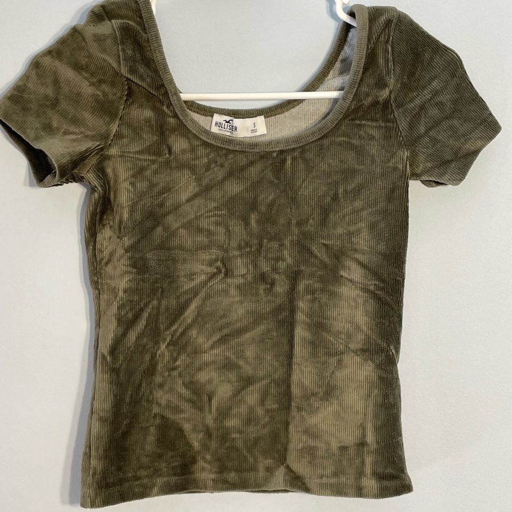 Hollister corduroy green top